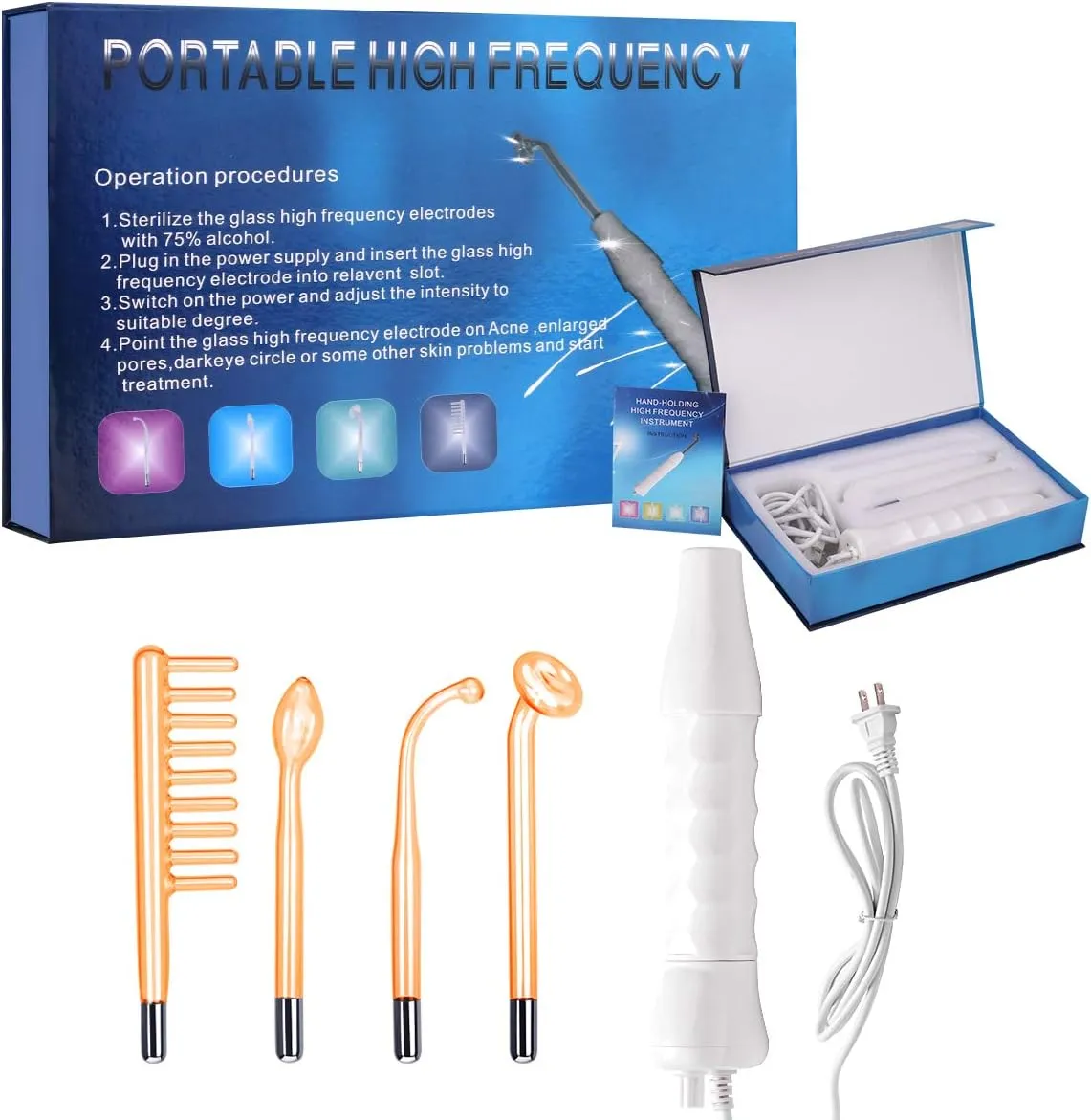 MYSWEETY High Frequency Portable Handheld Facial Skin Care Wand Machine